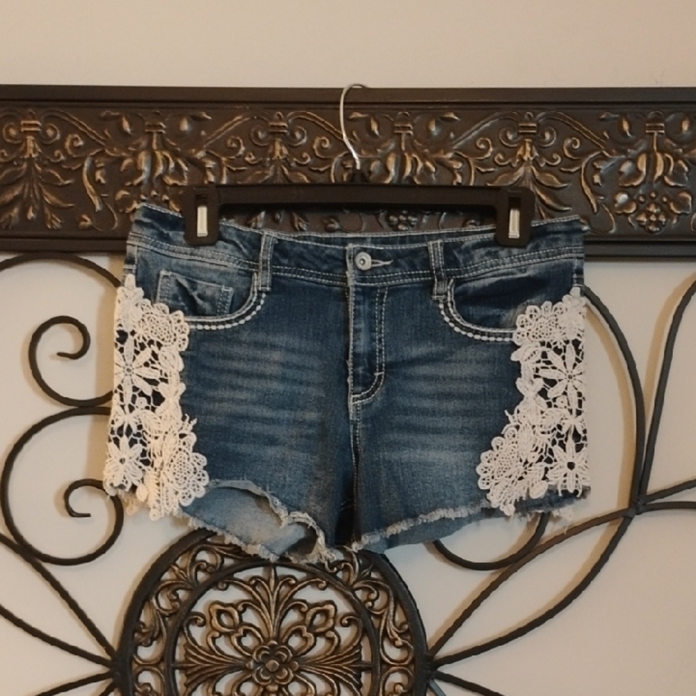 Imperial Star Denim Shorts with White Lace